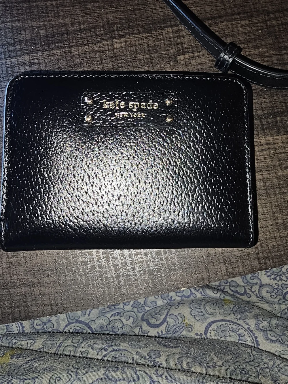 Kate Spade NY Leather Crossbody Bag with Blue Scarf Accent And Wallet
